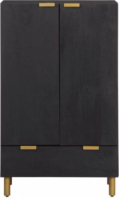Berkfield Home Modern Black Highboard with Hinged Doors and Drawers, W/D/H: 60 x 33 x 100 cm – 1