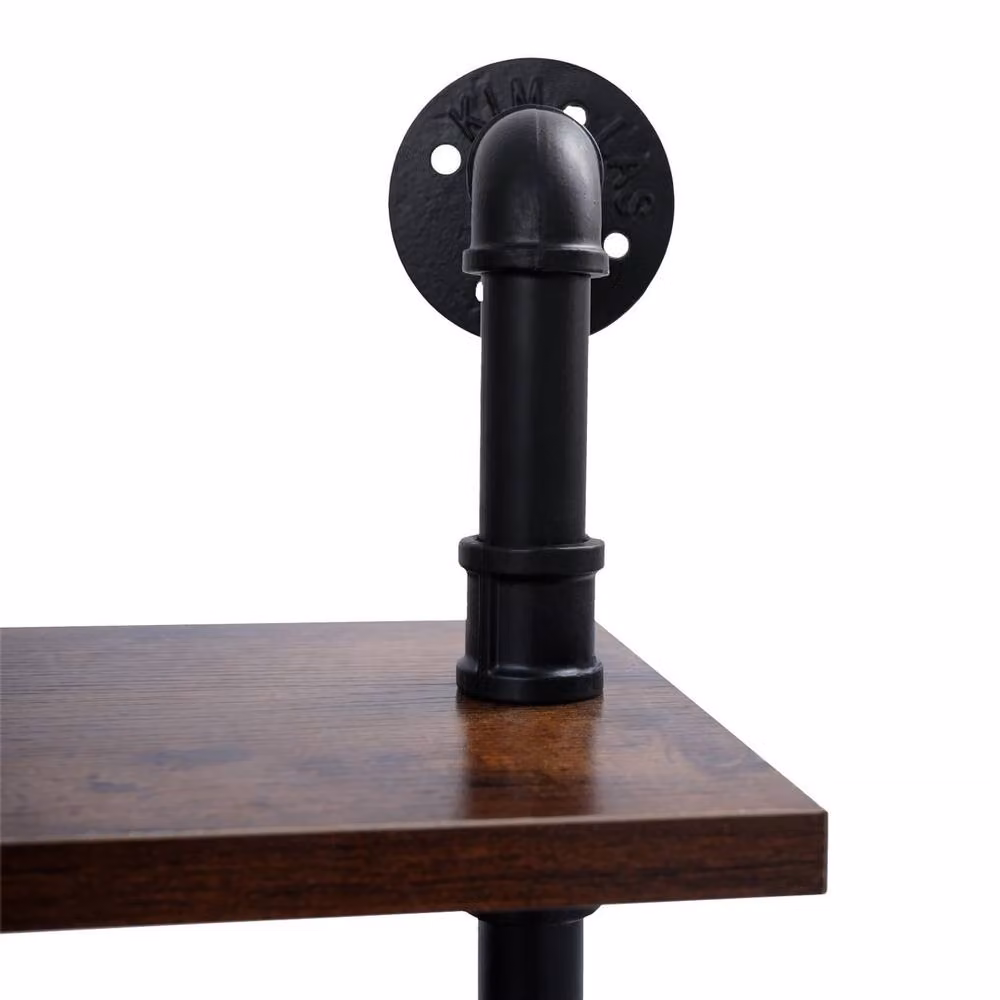 VOGREX 3-Tier Industrial Wall Mounted Wine Bottle Storage Rack in Brown – 3