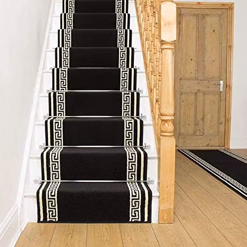 runrug Soft and Durable Stair Runner Carpet in Black, W: 80 cm, L: 600 cm – 3