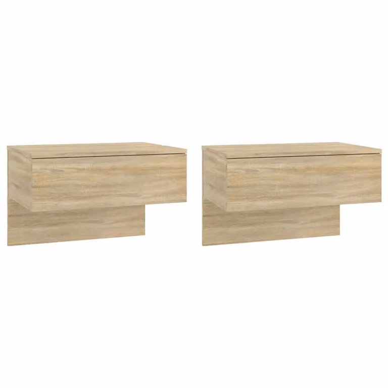 Berkfield Home Set of 2 Wall-mounted Bedside Cabinets in Sonoma Oak Brown