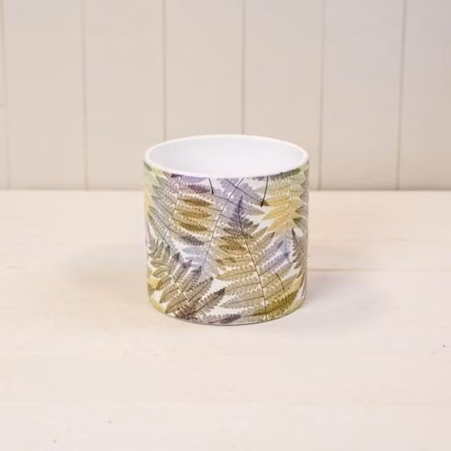 KDMD Round Ceramic Floral Tabletop Pot in Green, Beige and Multicolour