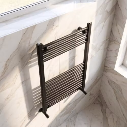 Balterley Anthracite Grey Round Straight Towel Radiator, W: 50 cm, H: 80 cm – 5