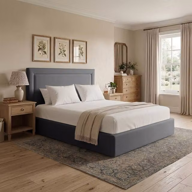 Desire Deco Janessa Upholstered Plush Velvet Bed Frame in Grey, W/D/H: 120 x 200 cm