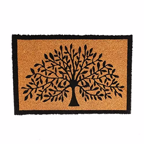 Nicola Spring Tree of Life Coir Door Mat, Brown and Multicolour, W: 60 cm, D: 40 cm – 1