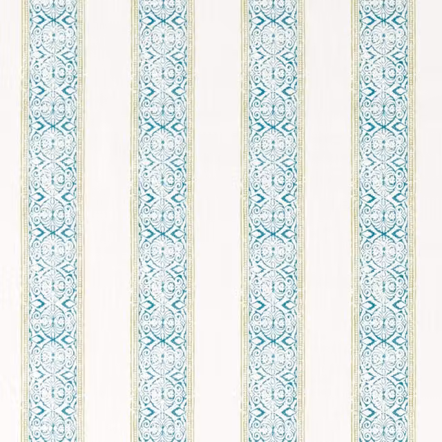 Clarke & Clarke Kalamkari Fabric in Petrol and Turquoise