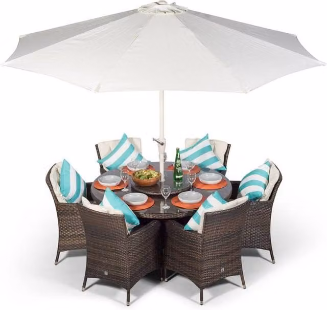 Giardino Modern 6 Seater Rattan Garden Dining Set in Brown