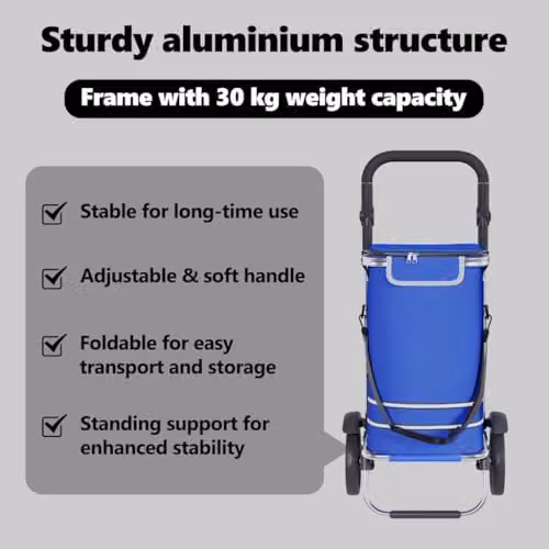 vidaXL Shopping Trolley in Blue, W/D/H: 36.5 x 46.5 x 100.5 cm – 3