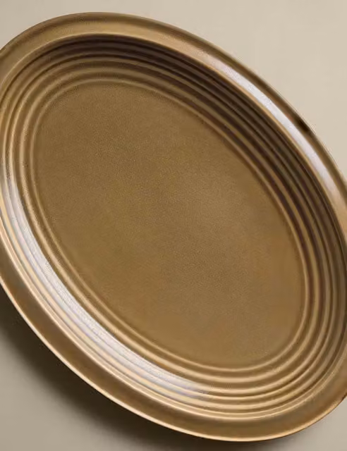 M&S Large Ceramic Reactive Oval Serving Platter in Green