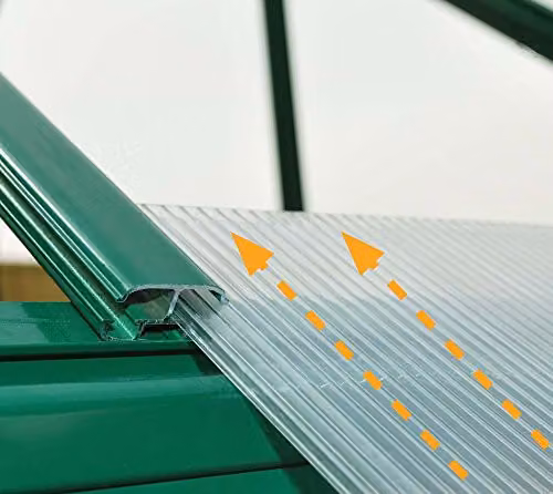 Palram Hybrid Polycarbonate Greenhouse in Green, W: 185 cm, H: 208 cm, L: 306 cm – 6