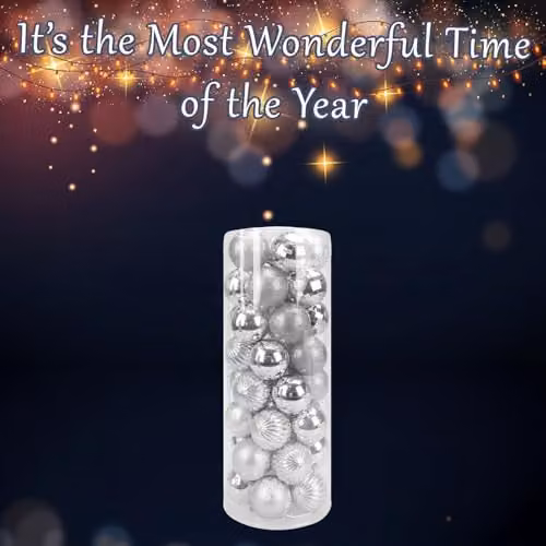 VFM e-Store Silver Round Christmas Bauble Hanging Tree Ornaments, 6cm – 4