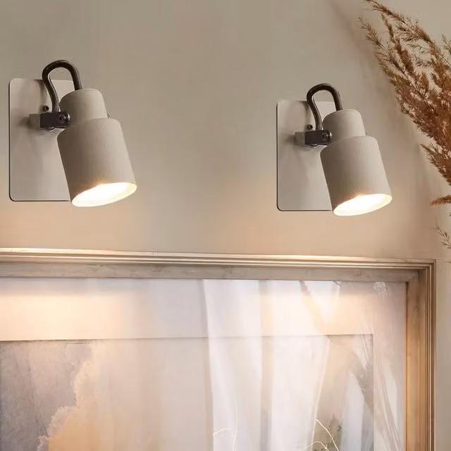 Wyld and Coco Set of 2 White Metal Adjustable Swing-Arm Wall Lamps with Cone Shades