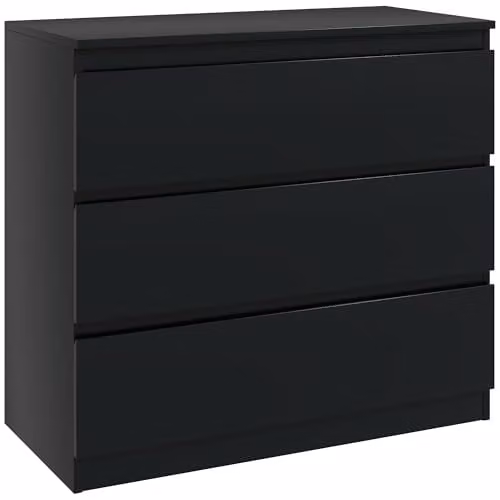 HOMCOM 3-Drawer Chest of Drawers Storage Cabinet in Black, W: 80 cm, D: 39 cm, H: 73 cm