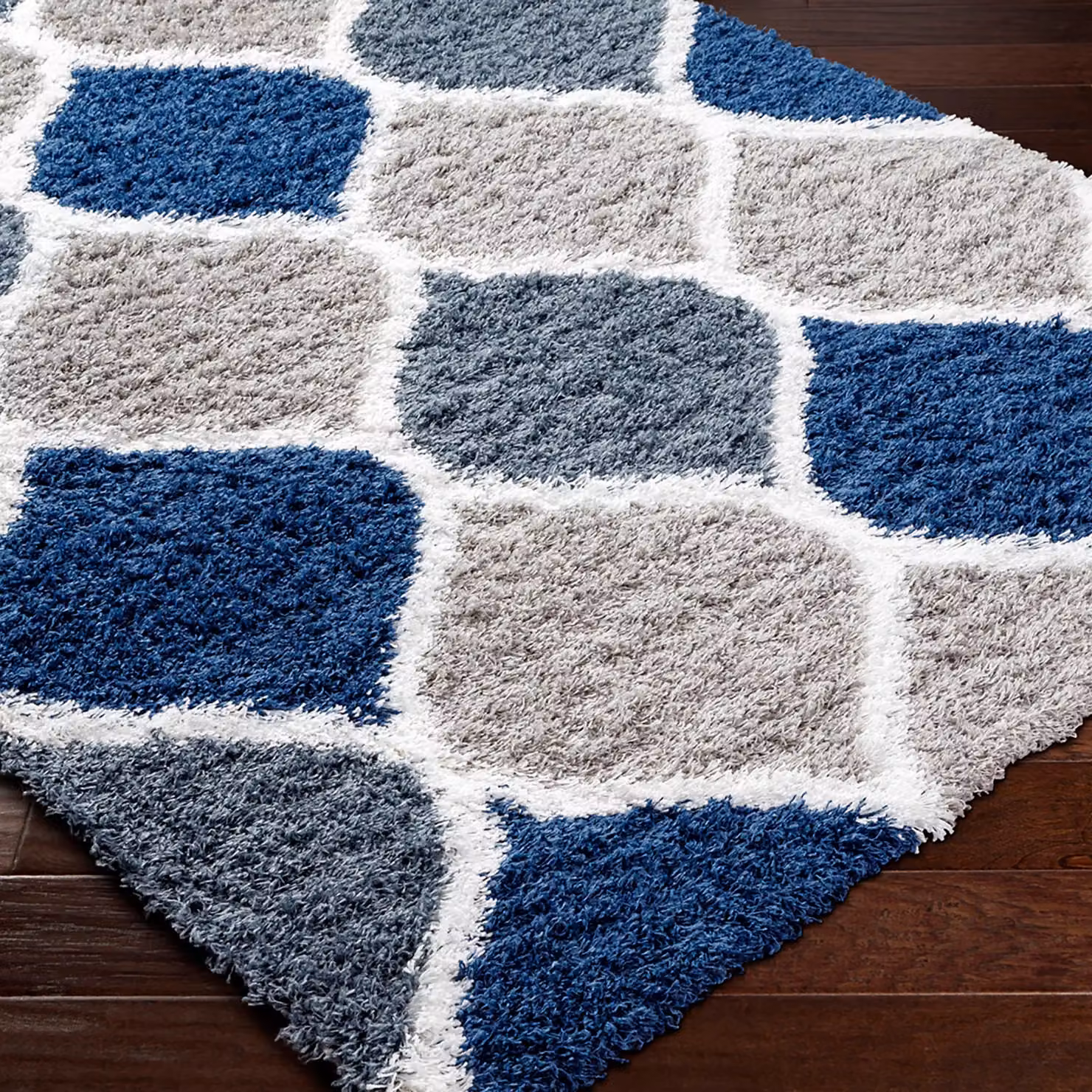 Livabliss Urban Shag Modern Rectangular Living Room and Bedroom Rug in Beige, White, Blue and Grey, W: 200 cm, D: 290 cm – 6