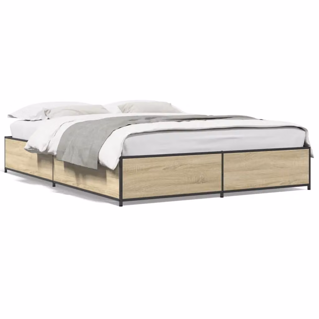 Berkfield Home Sonoma Oak Small Double Bed Frame in Brown, W/D/H: 120 x 190 cm – 2