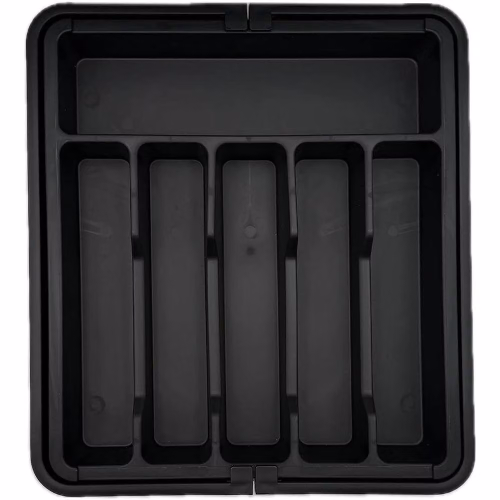 VOGREX Expandable Plastic Cutlery Tray Kitchen Drawer Storage Organiser, Black – 4