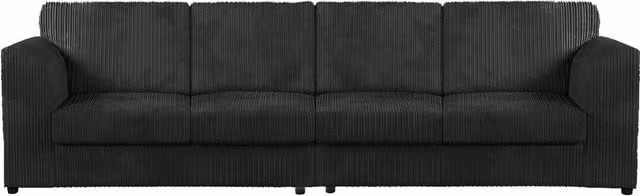Luxor Living 4 Seater Jumbo Cord Fabric Sofa in Black