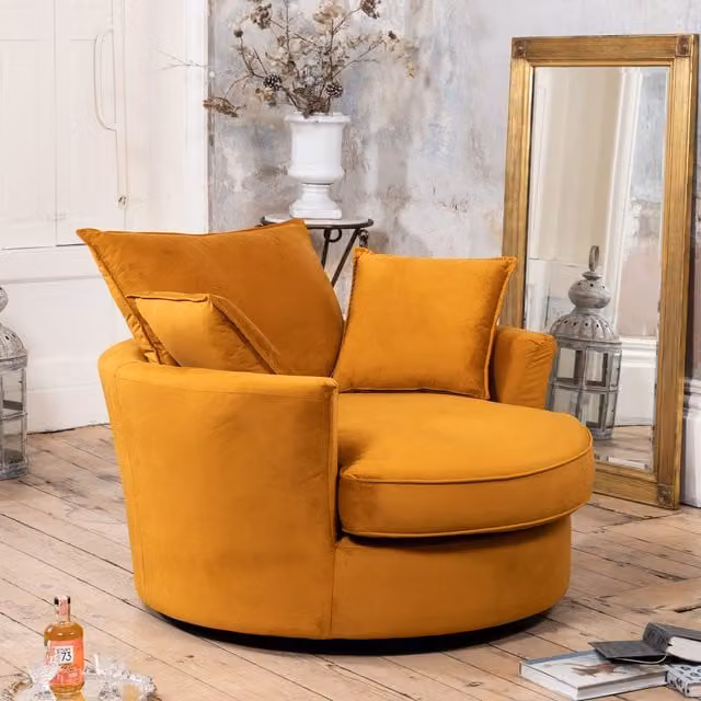 Artemis Home Havana Velvet Swivel Base Cuddle Chair in Orange