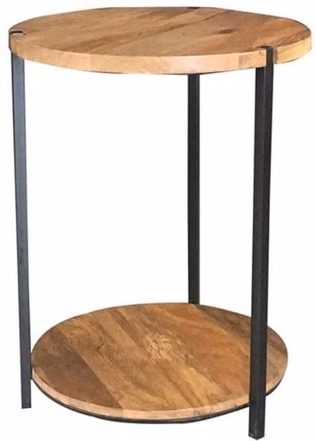 Jaipur Furniture Ltd Ravi Double Round Top Table in Brown Mango Wood and Black Iron, W46 x D46 x H60 cm – 1