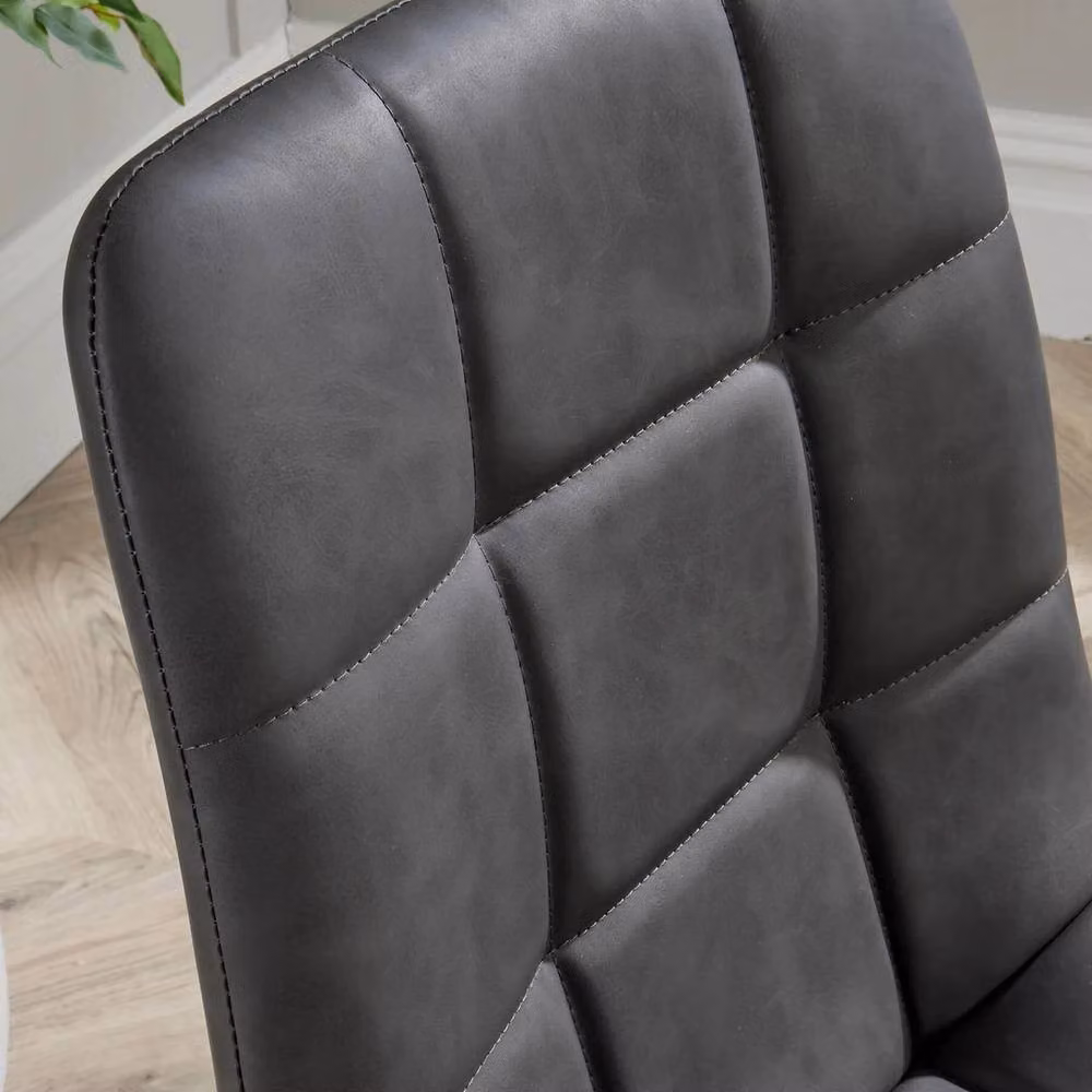 FORGEVIO Set of 2 Grey Fabric Dining Chairs with Black Metal Legs – 5