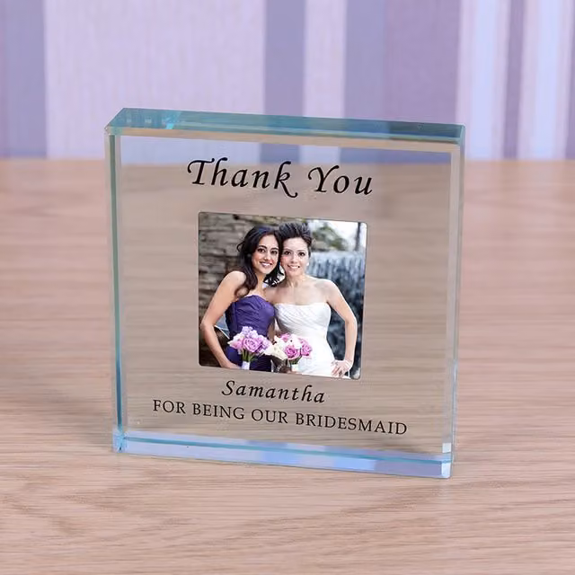 Uniqueful Personalised Bridesmaid Glass Token Thank You Gift in Transparent and Beige