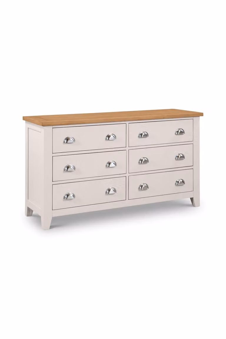 Julian Bowen Richmond 6 Drawer Wide Chest in Grey and Oak