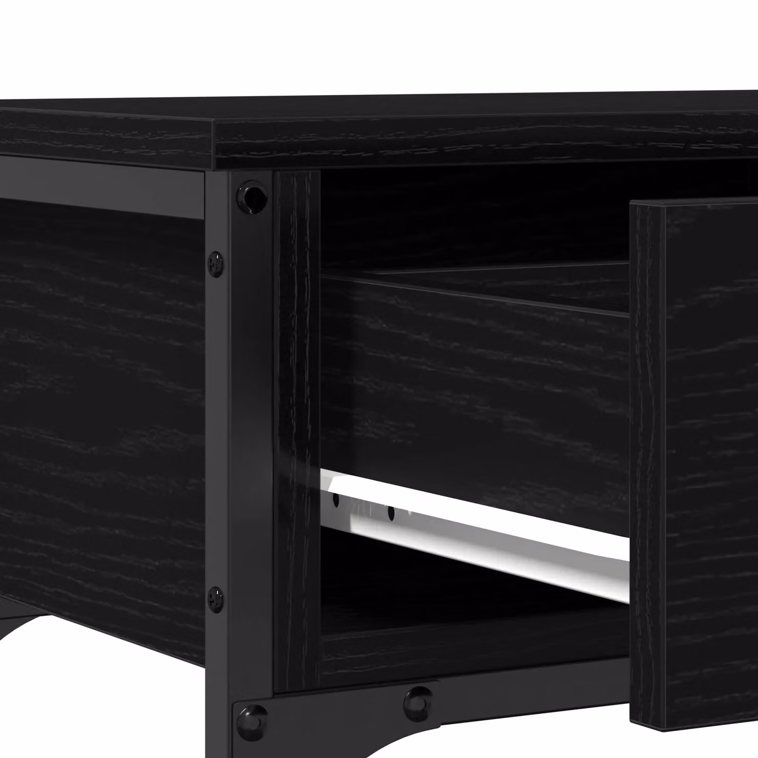 Berkfield Black Oak Console Table with Steel Frame, W/D/H: 100 x 25 x 75 cm – 5