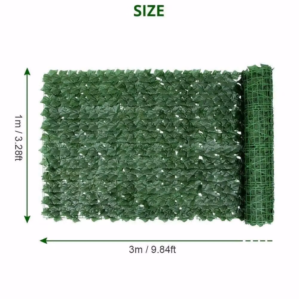 NESTLUNE 2-Piece Artificial Ivy Leaf Hedge Roll Privacy Fence in Green, W/H: 100 x 100 cm – 2