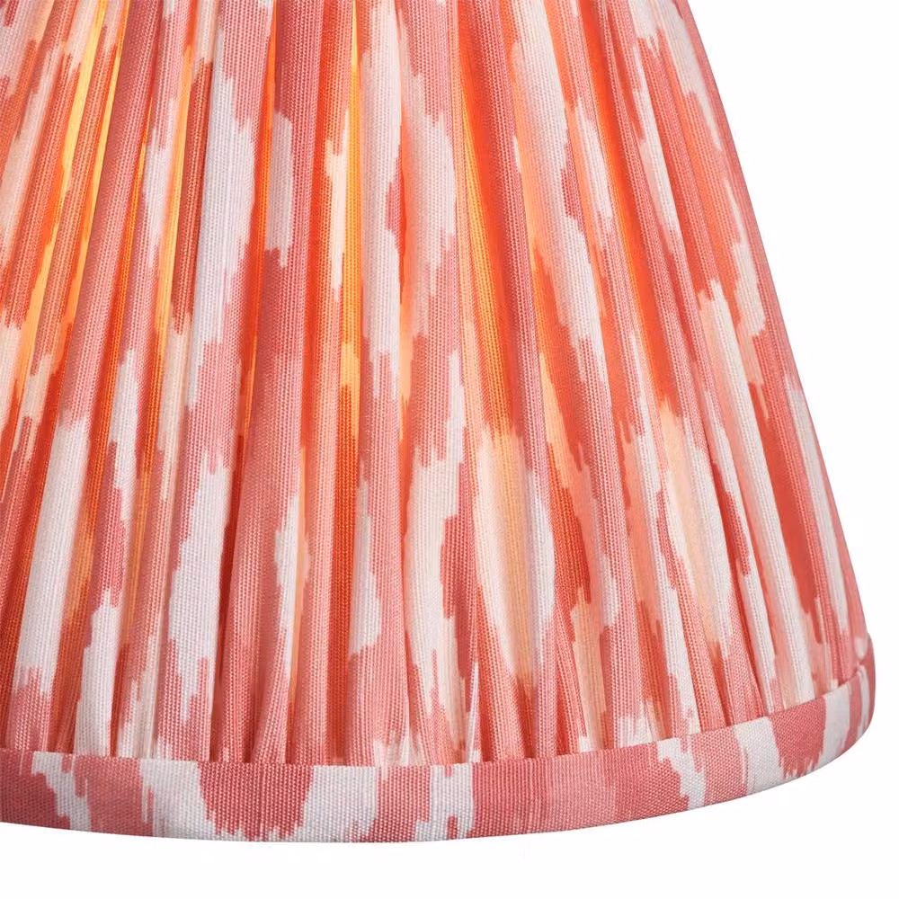 Netlighting Trobridge Rechargeable LED Table Lamp with Pink Multicolour Fabric Ikat Shade and Brass Base – 4