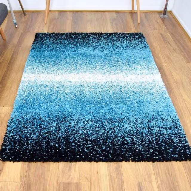 Bravich LTD California Blended Thick Shaggy Rug in Blue and Petrol, W: 200 cm, D: 290 cm – 1