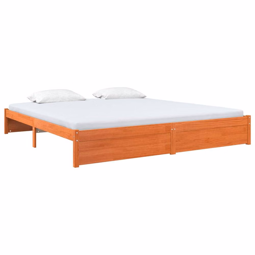 Berkfield Home Modern Solid Pine Wood Bed Frame in Wax Brown, W/D/H: 180 x 200 cm – 2