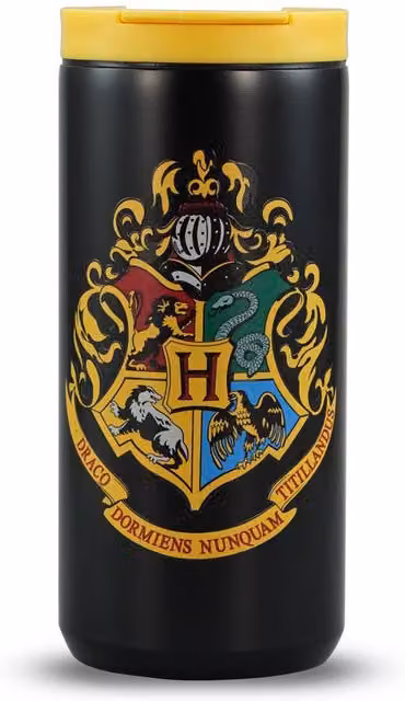 Harry Potter Hogwarts Double Walled Stainless Steel Travel Mug, 350ml, Black
