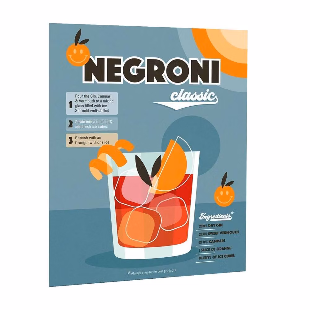 Dominique Vari Negroni Abstract Typography Paper Poster in Blue and Orange – 2