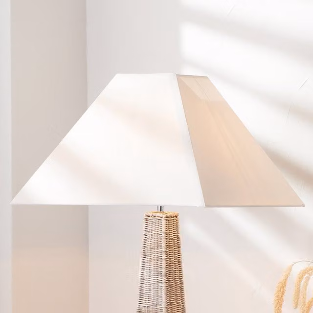Pacific Lifestyle Square Fabric Tapered Pyramid Lamp Shade, W/D/H: 30 x 30 x 30 cm, Beige/Yellow/White