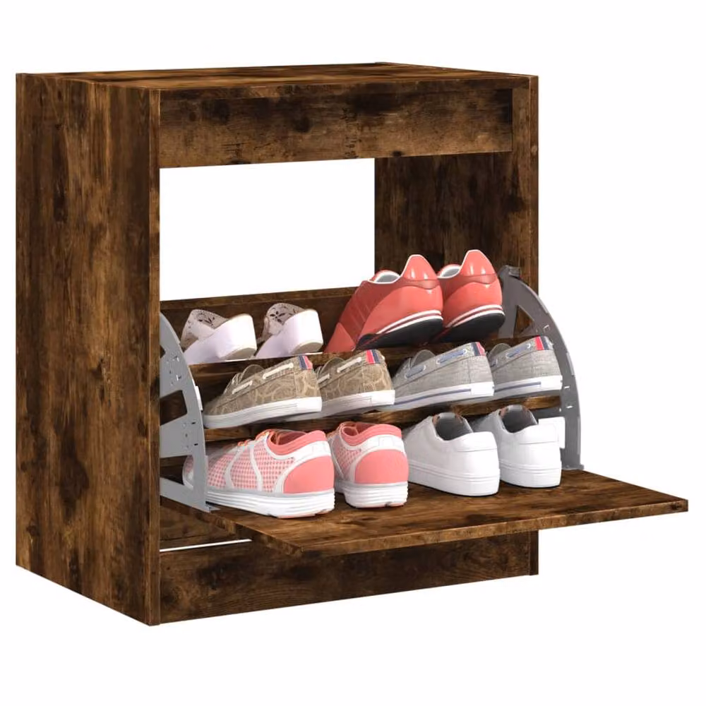 Berkfield Home Smoked Oak Shoe Cabinet in Brown, W/D/H: 60 x 42 x 69 cm – 2