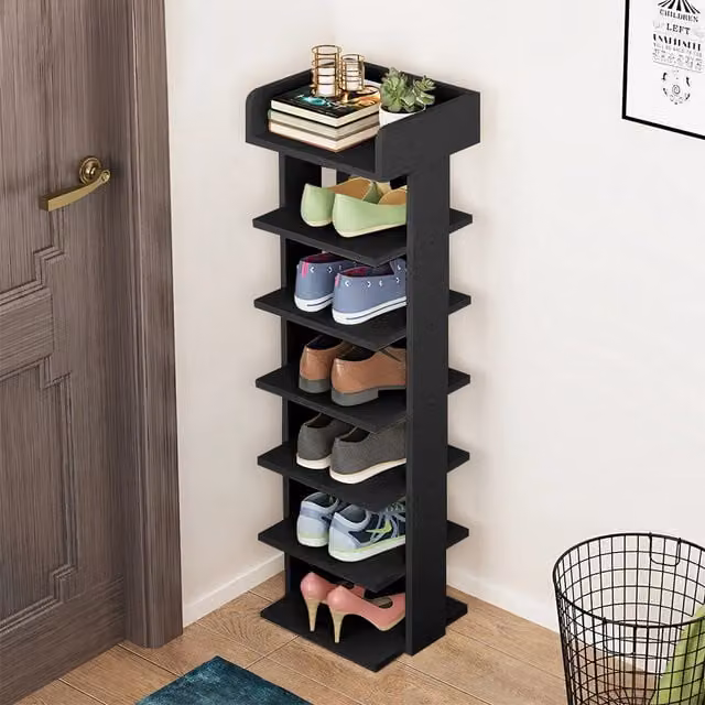 Lifeideas 7-Tier Freestanding Shoe Rack in Black