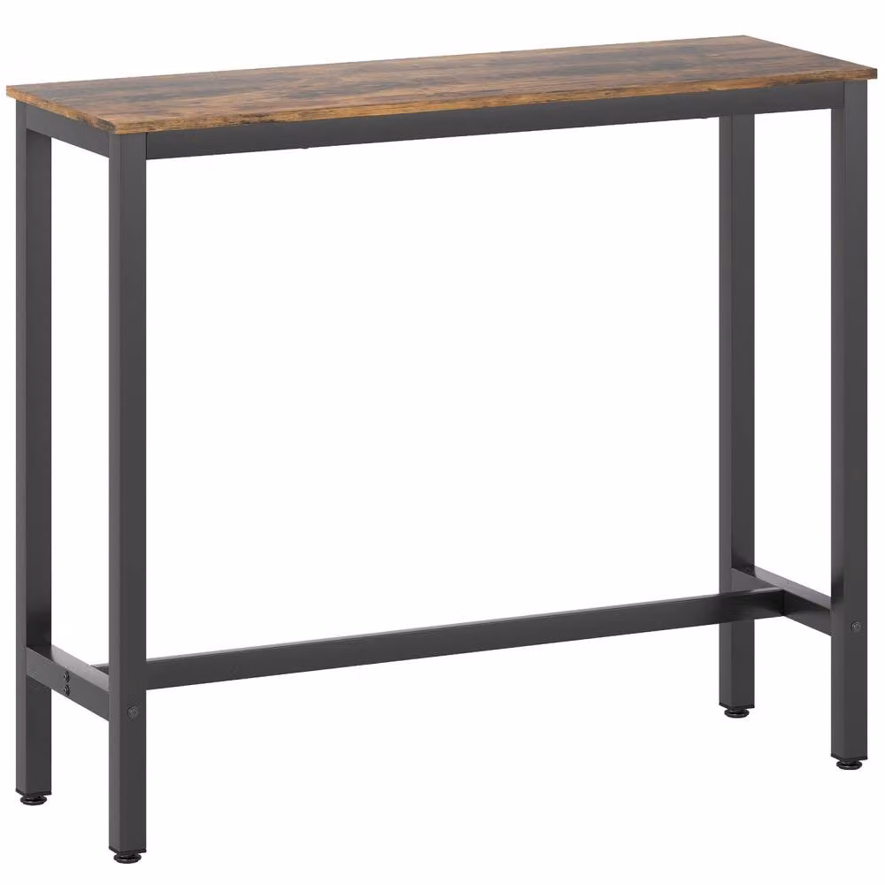 Wyld Haus Bazila Industrial Rectangular Bar Table in Rustic Brown Wood Effect – 2