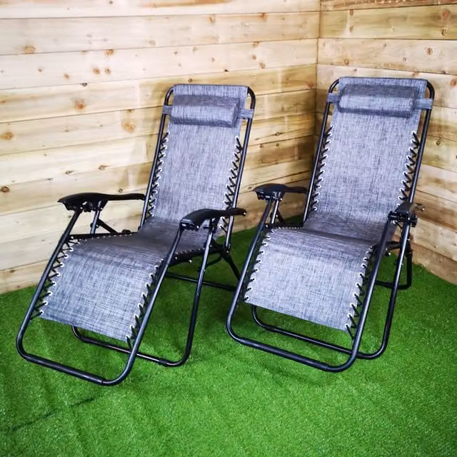 Samuel Alexander Luxury Zero Gravity Garden Relaxer Sun Lounger in Grey