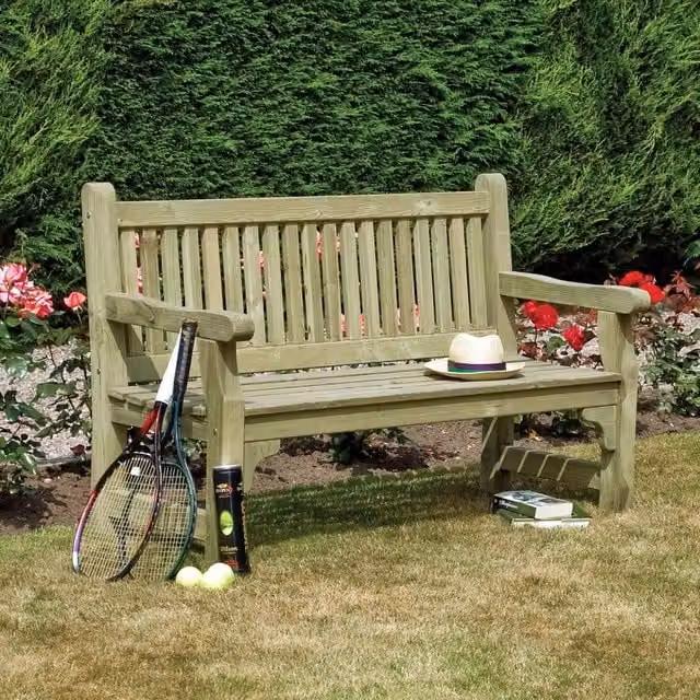 Rowlinsons Softwood 3 Seat Garden Bench in Brown, W150 x D67 x H95 cm