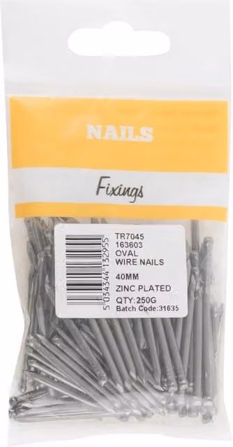 Hiatt 40mm Galvanised Lost Head Oval Wire Nails in Silver