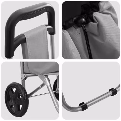 vidaXL Folding Shopping Trolley in Grey, W/D/H: 35 x 28 x 92 cm – 4