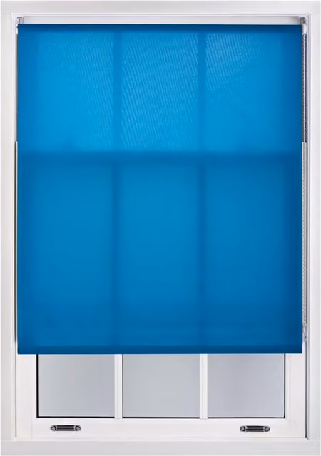 Furnished Teal Semi-Transparent Polyester Roller Blinds, W: 155 cm, H: 210 cm
