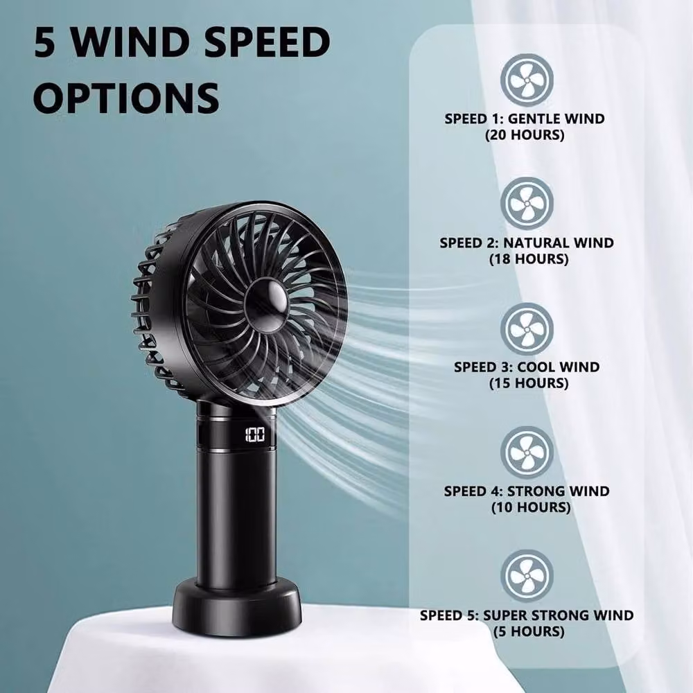 NESTLUNE Rechargeable Mini Foldable Handheld Personal Cooling Fan in Black – 6