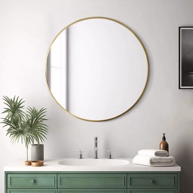 Lifeideas Minimalist Round Gold Wall Mirror, Diameter: 70 cm