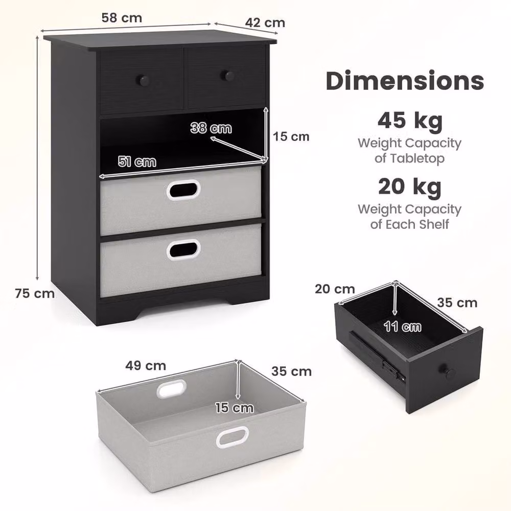 KORVIXA Modern 4-Drawer Chest Storage Organizer in Black – 2