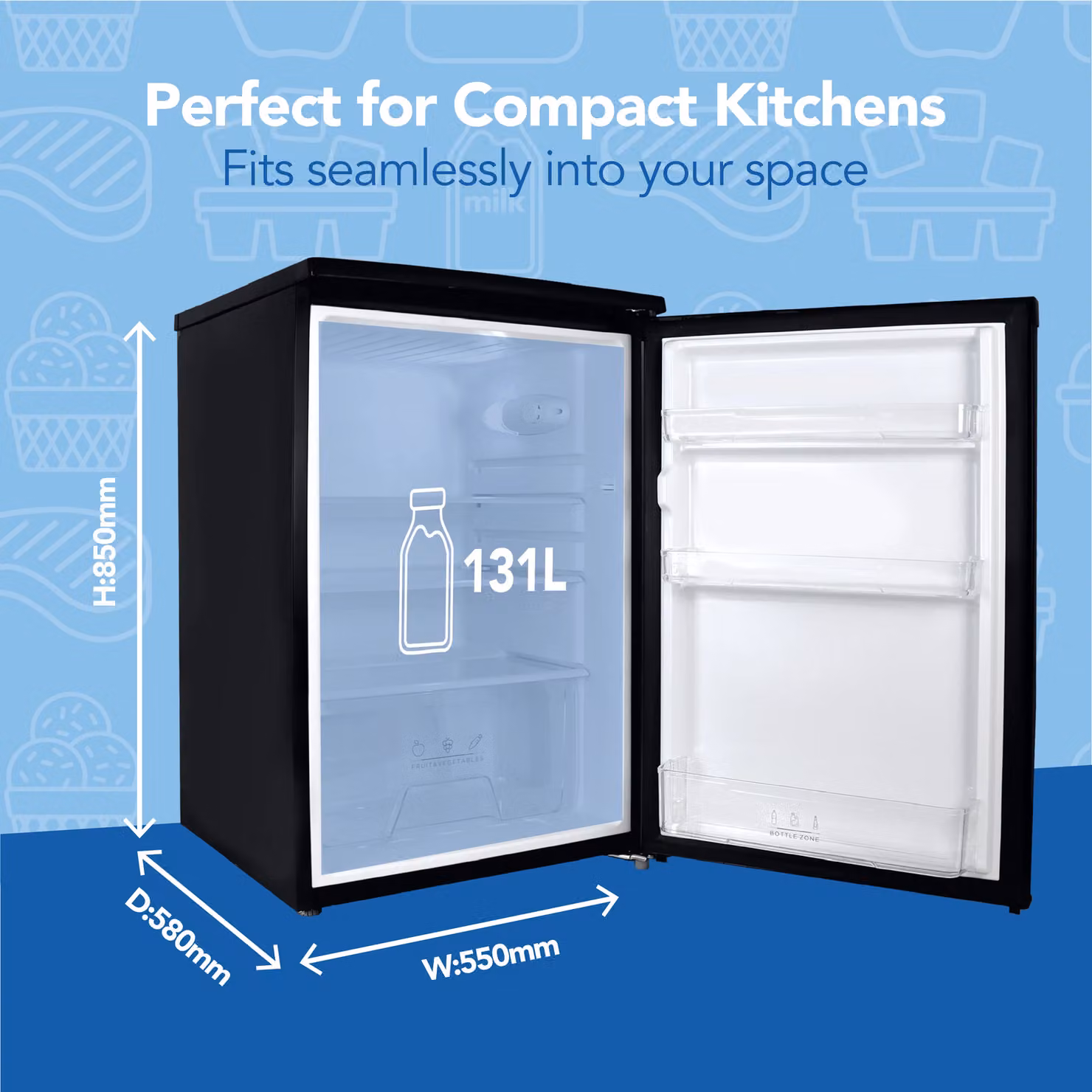 Igenix Under Counter Larder Fridge, 127 Litre, Black – 3