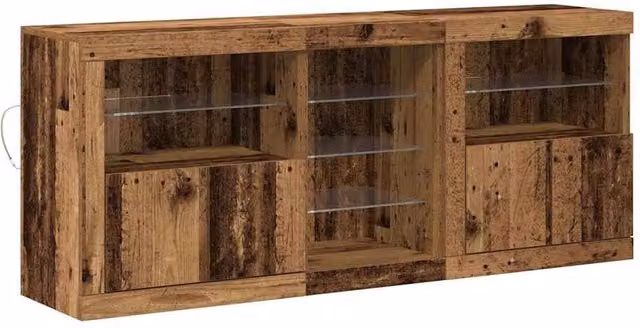 Berkfield Home Rustic Brown Engineered Wood Sideboard with Integrated LED Lights W/D/H: 162 x 37 x 67 cm