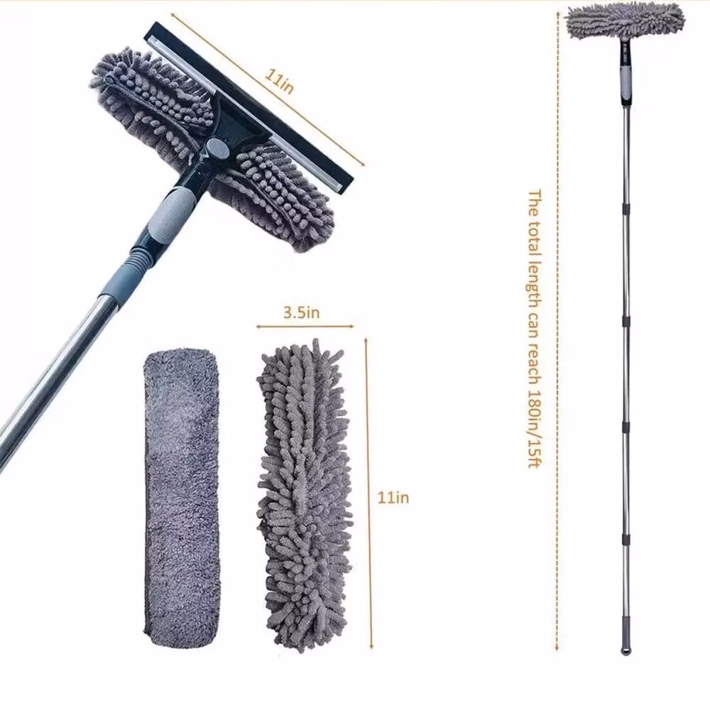 PAWNORA Extendable Window Squeegee with Telescopic Handle and Microfibre Cloth in Grey – 2