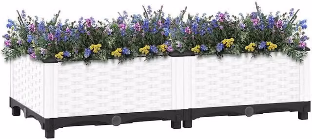 Berkfield Home White Polypropylene Raised Bed W: 80 cm, D: 40 cm, H: 23 cm