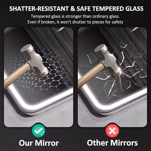 HOMCOM Silver Illuminated Bluetooth Bathroom Mirror with LED Lights and Anti-Fog Function W: 50 cm, H: 70 cm – 8