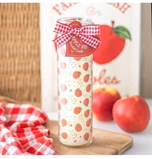 KDMD Apple Print Apple Pie Tube Candle in Beige